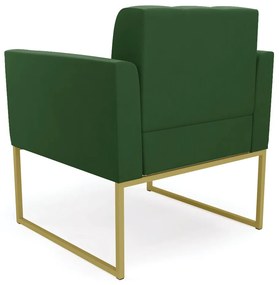 Poltrona Elisa Suede Base Metálica Industrial Dourado - D'Rossi - Verde