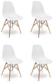 Cadeira Sala de Jantar kit4 Eiffel Eames Base Madeira Branco F02 - D'Rossi