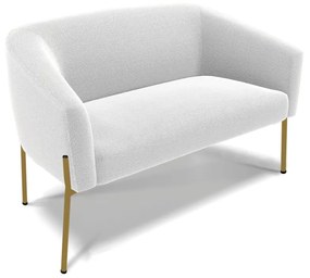 Sofá 2 Lugares Namoradeira Pé de Ferro Dourado Stella Bouclê D03 - D'Rossi - Off White