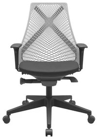 Cadeira Office Bix Tela Cinza Assento Aero Preto Autocompensador Base Piramidal 95cm - 64040 Sun House