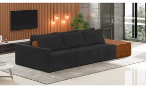 Sofá Ilha 3 Lugares Living 342cm Modulado para Sala Lary Veludo K01 - D'Rossi - Preto