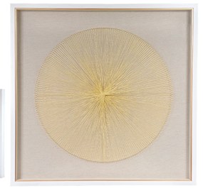 Quadro Decorativo Linha Dourado e Bege 80x80x5 cm - D'Rossi