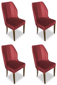 Kit 4 Cadeiras De Jantar Safira Suede Vermelho