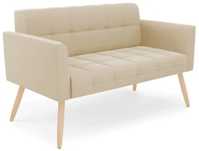 Sofá Namoradeira Elisa Suede Pés Palito Natural - D'Rossi - Bege