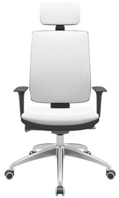 Cadeira Office Brizza Soft Aero Branco Autocompensador Com Encosto Cabeça Base Aluminio 126cm - 63466 Sun House