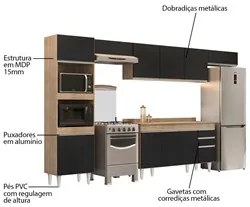 Armário de Cozinha Modulada 5 Peças CP14 Balcão com Tampo Castanho/Pre