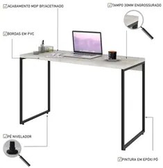 Mesa de Escritório Escrivaninha 120cm Dynamica Industrial C08 Snow - M