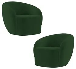 Poltrona para Sala de Estar Orgânica Kit com 2 Garbin K04 Veludo Verde