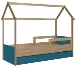 Cama Infantil Casinha Com Auxiliar Infix C06 Aveiro/Azul - Mpozenato