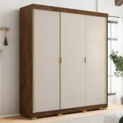 Guarda Roupa Casal 200cm 3 Portas Duke Flex Imbuia/Fendi V02 - Mpozena