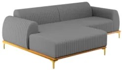 Sofá 230cm 4 Lugares com Chaise Esquerdo Pés Gold Molino C-416 Linho C