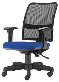 Cadeira Soul Assento Crepe Azul Braco Reto Base Metalica com Capa - 54222 Sun House