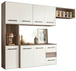 Armário de Cozinha Compacta Suspensa Jully N03 Carvalho/Off White - Mp