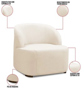Poltrona Decorativa Orgânica para Sala Diully Bouclê E03 - D'Rossi - Bege