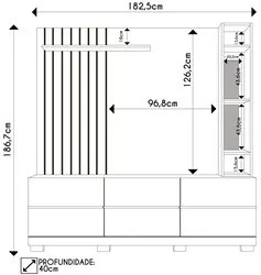 Estante Painel para TV 65 Pol Ripado 182cm Marty Freijó/Off White - Ca