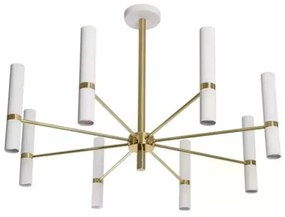 Pendente Século Ø75X60Cm 14Xmr11 Por Waldir Junior - Usina 51090/14 (BT / DR-P - Branco Texturizado / Dourado Brilho Polido)