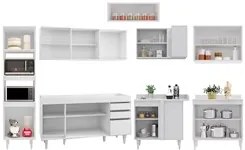 Armário de Cozinha Modulada de Canto 8 Peças CP07 Balcão Branco - Lumi