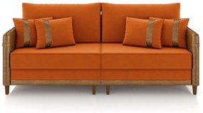 Sofá Living Montecarlo 2 Lugares Bipartido 172cm Pés em Madeira Veludo/PU Terracota/Caramelo G33 - Gran Belo