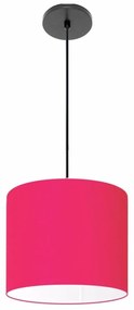 Luminária Pendente Vivare Free Lux Md-4107 Cúpula em Tecido - Pink - Canola preta e fio preto