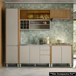 Cozinha Modulada 5 Peças Balcão Para Pia CP2 Pierre L06 Nature/Off Whi