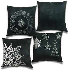 Capa de Almofada Natalina de Suede em Tons Prata 45x45cm
