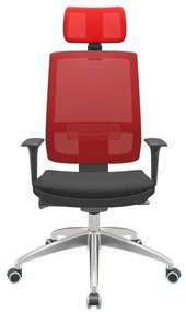 Cadeira Office Brizza Tela Vermelha Com Encosto Assento Aero Preto Autocompensador 126cm - 63066 Sun House