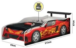 Cama Carro Infantil Sport Car M08 Branco/Preto/Vermelho - Mpozenato