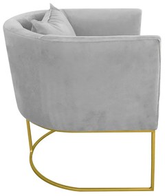 Poltrona Paola Suede Cinza Base Metálica Dourado - D'Rossi