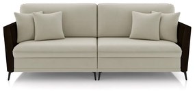 Sofá Living Decorativo Zagreb 2 Lugares 182cm com Almofadas Pés de Ferro Veludo/PU Bege/Marrom G33 - Gran Belo