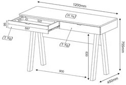 Mesa Para Escritório 2 Gavetas ME4128 Amêndoa/Amêndoa - Tecno Mobili