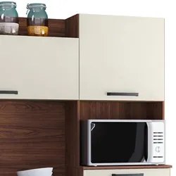 Armário de Cozinha Compacta 160cm Raquel K02 Nogueira/Off White - Mpoz