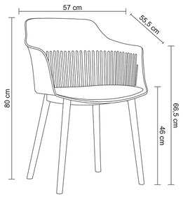 Kit 6 Cadeiras Decorativas Prescott Sala de Jantar PP/PU Cinza G56 - Gran Belo