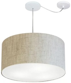 Lustre Pendente Cilíndrico Com Desvio de Centro Vivare Md-4264 Cúpula em Tecido 55x30cm - Bivolt