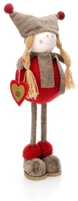 Boneco de Natal Menina em Pé Vermelho e Marrom 40x15 cm - D'Rossi