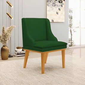 Kit 3 Cadeiras Decorativas Sala de Jantar Base Fixa de Madeira Firenze Veludo Verde Luxo/Castanho G19 - Gran Belo