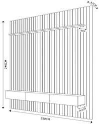 Painel para TV 82 Pol com Bancada Suspensa 250cm Nigéria C05 Freijó/Of