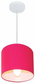 Lustre Pendente Cilíndrico Vivare Md-4046 Cúpula em Tecido 18x18cm - Bivolt - Pink - 110V/220V