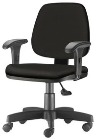 Cadeira Job com Bracos Curvados Assento Fixo Courino Base Rodizio Metalico Preto - 54597 Sun House