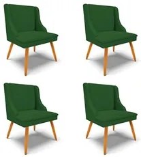 Kit 4 Cadeiras Estofadas para Sala de Jantar Pés Palito Lia Veludo Ver