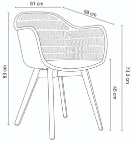Kit 2 Cadeiras Decorativas Sala e Cozinha Aquilae com Braço (PP) Branco G56 - Gran Belo