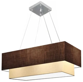 Lustre Pendente Retangular Café e Bege MJ-4138 Para Mesa de Jantar e Estar