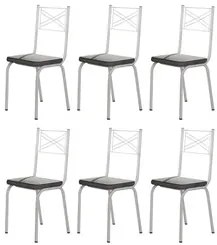 Kit 6 Cadeiras 119 Europa Branco/Platina - Artefamol