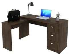 Mesa Em L Para Escritório 3 Gavetas ME4101 Rústico - Tecno Mobili