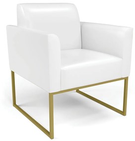 Poltrona Base Industrial Dourado Marisa Corano D03 - D'Rossi - Branco