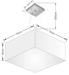 Lustre Pendente Quadrado Vivare Md-4071 Cúpula em Tecido 30/70x70cm - Bivolt