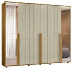 Guarda Roupa Casal 278cm 6 Portas 4 Espelhos Zac Opala/Cumaru Z10 - Mp