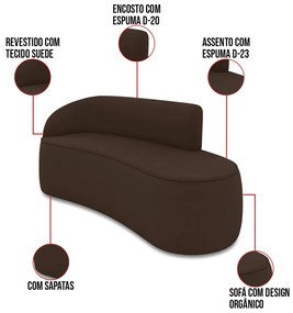 Sofá 2 Lugares Orgânico 140cm Morgan e Poltrona Lua Suede D03 - D'Rossi - Marrom