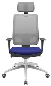 Cadeira Office Brizza Tela Cinza Com Encosto Assento Aero Azul Autocompensador 126cm - 63194 Sun House