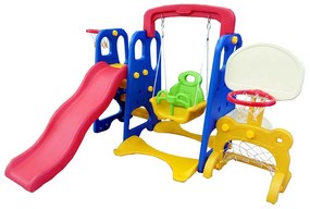 Playground Infantil 5x1 Crianças com cesta Escorregador Balanço Azul/Vermelho/Amarelo G31 - Gran Belo