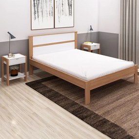 Cama de casal MDP CM8005 Amendoa/Branco G69 - Gran Belo